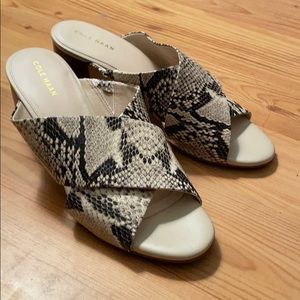 Cole Haan Dakota Crisscross Leather Snakeskin Mule